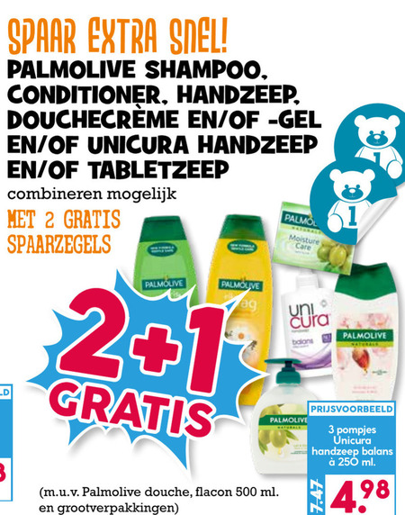 Unicura   handzeep, shampoo folder aanbieding bij  Boons Markt - details