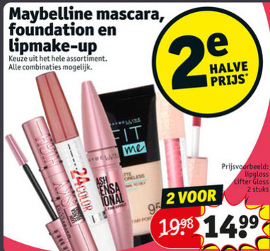 Maybelline   foundation, mascara folder aanbieding bij  Kruidvat - details