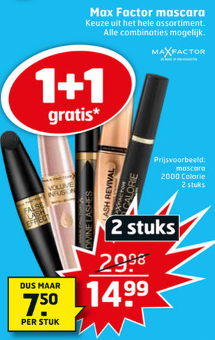 Max Factor   mascara folder aanbieding bij  Trekpleister - details