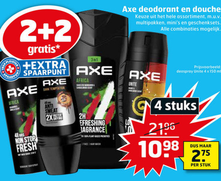 Axe   douchegel, deodorant folder aanbieding bij  Trekpleister - details