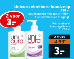 Unicura   handzeep folder aanbieding bij  Trekpleister - details