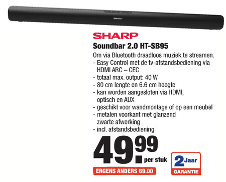 Sharp   soundbar folder aanbieding bij  Aldi - details