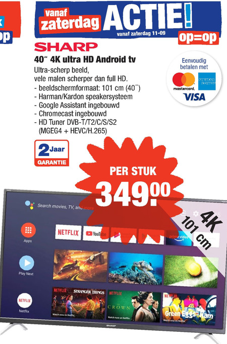 Sharp   4k ultrahd televisies folder aanbieding bij  Aldi - details