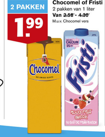 Fristi   chocolademelk, drinkyoghurt folder aanbieding bij  Hoogvliet - details