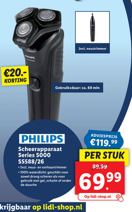 Philips   elektrisch scheerapparaat folder aanbieding bij  Lidl - details