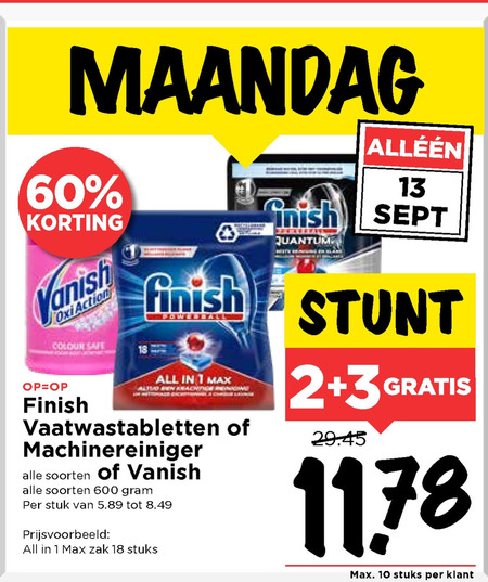 Vanish   vaatwasmiddel, vaatwasmachinereiniger folder aanbieding bij  Vomar - details