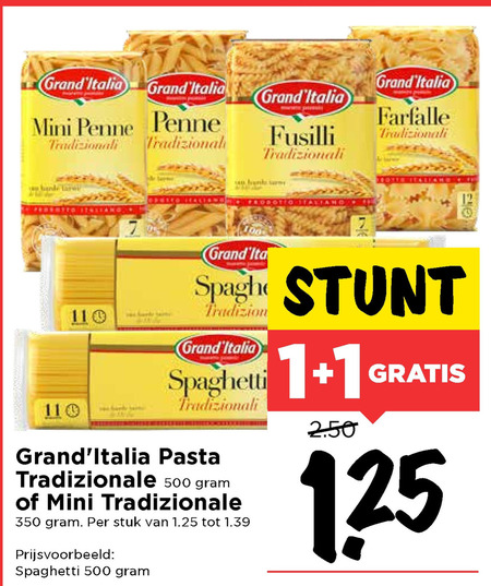 Grand Italia   fusilli, spaghetti folder aanbieding bij  Vomar - details