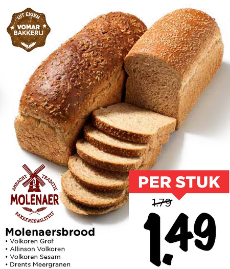 Molenaer   brood folder aanbieding bij  Vomar - details