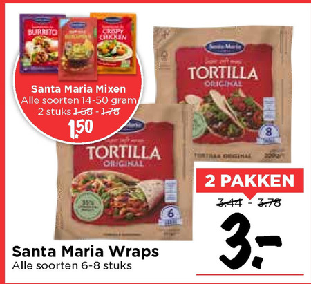 Santa Maria   maaltijdmix, tortilla folder aanbieding bij  Vomar - details