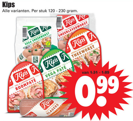 Kips   leverworst, pate folder aanbieding bij  Dirk - details