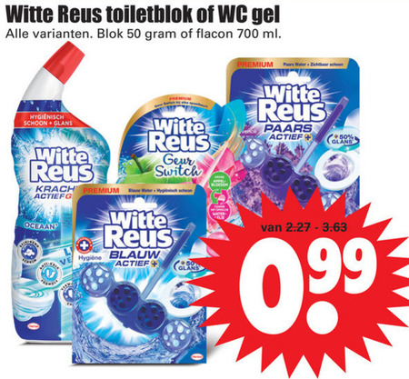 Witte Reus   toiletblok, toiletreiniger folder aanbieding bij  Dirk - details