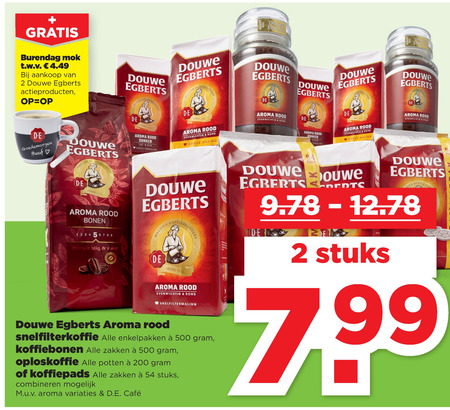 Douwe Egberts   koffiepad, oploskoffie folder aanbieding bij  Plus - details