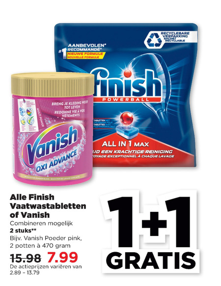 Finish   vaatwasmiddel, vlekkenverwijderaar folder aanbieding bij  Plus - details