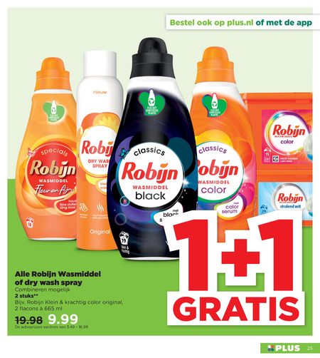 Robijn   wasmiddel folder aanbieding bij  Plus - details