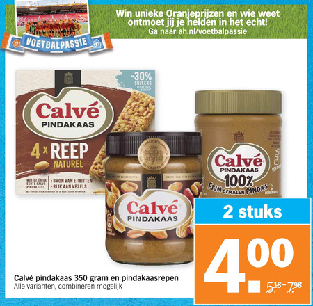 Calve   pindakaas, mueslireep folder aanbieding bij  Albert Heijn - details