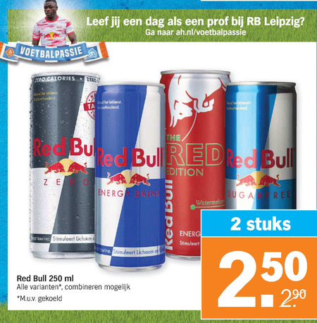 Red Bull   energiedrank folder aanbieding bij  Albert Heijn - details