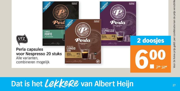 Perla   koffiecups folder aanbieding bij  Albert Heijn - details