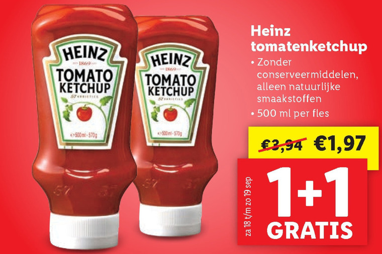 Heinz   tomatenketchup folder aanbieding bij  Lidl - details