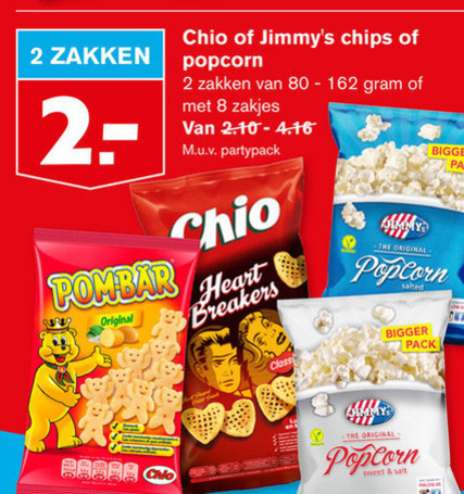 Chio   popcorn, zoutje folder aanbieding bij  Hoogvliet - details