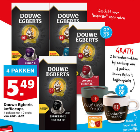 Douwe Egberts   koffiecups folder aanbieding bij  Hoogvliet - details