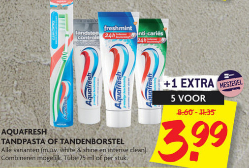 Aquafresh   tandenborstel, tandpasta folder aanbieding bij  Dekamarkt - details