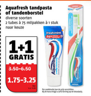 Aquafresh   tandenborstel, tandpasta folder aanbieding bij  Poiesz - details