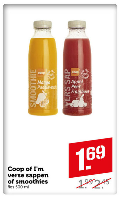 Coop Huismerk   vruchtensap, fruitsmoothie folder aanbieding bij  Coop - details