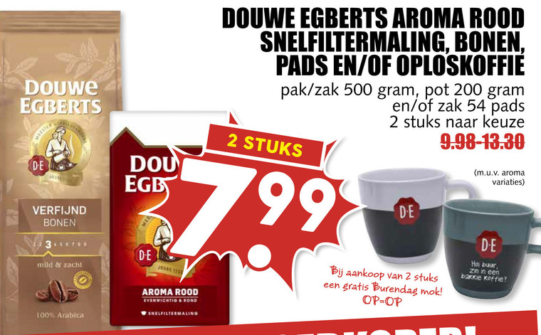 Douwe Egberts   oploskoffie, koffie folder aanbieding bij  MCD Supermarkt Basis - details