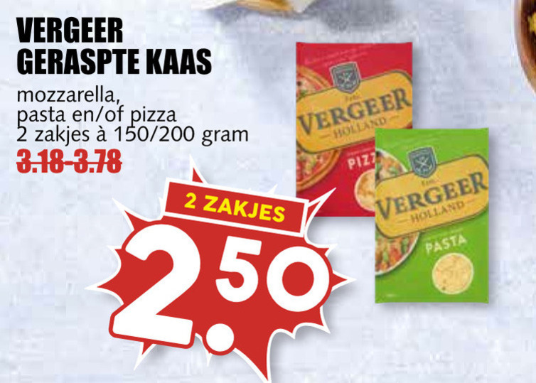 Vergeer   geraspte kaas folder aanbieding bij  MCD Supermarkt Basis - details