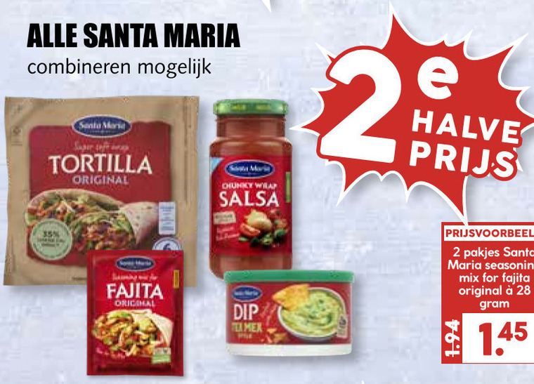 Santa Maria   maaltijdmix, maaltijdsaus folder aanbieding bij  MCD Supermarkt Basis - details