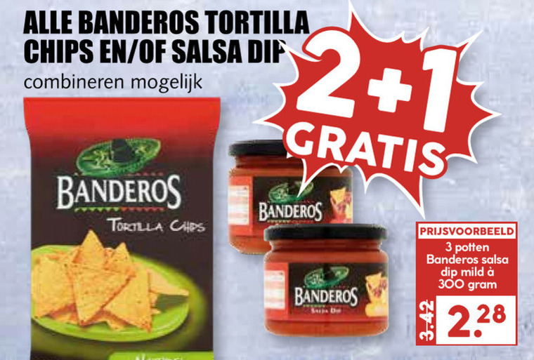 Banderos   dipsaus, tortilla folder aanbieding bij  MCD Supermarkt Basis - details