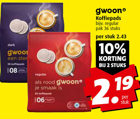 Gwoon   koffiepad folder aanbieding bij  Boni - details