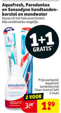 Aquafresh   mondwater, tandenborstel folder aanbieding bij  Kruidvat - details