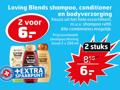 Garnier Loving Blends   shampoo, bodylotion folder aanbieding bij  Trekpleister - details