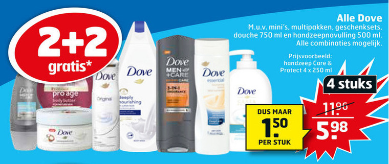 Dove   douchegel, shampoo folder aanbieding bij  Trekpleister - details