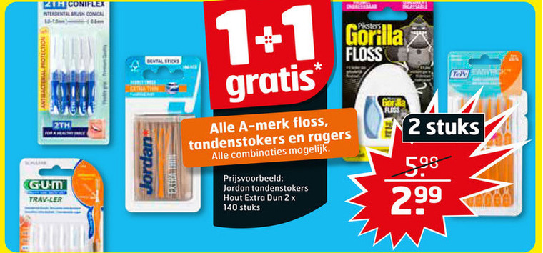 Alle merken   flosdraad, interdentale ragers folder aanbieding bij  Trekpleister - details