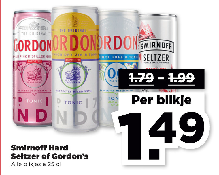 Gordons   hard seltzer, mixdrank folder aanbieding bij  Plus - details