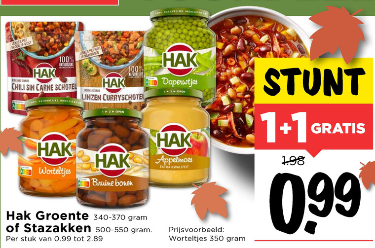 Hak   groenteconserven, bonen folder aanbieding bij  Vomar - details