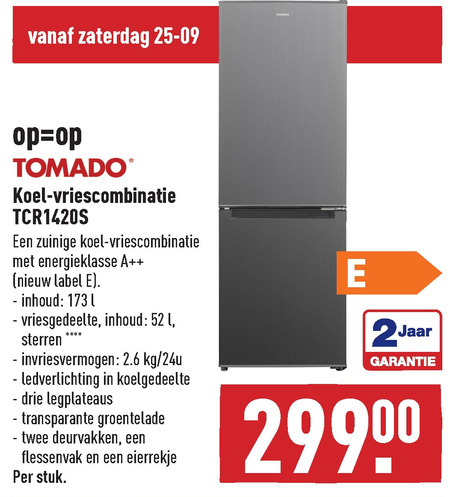 Tomado   koelvriescombinatie folder aanbieding bij  Aldi - details