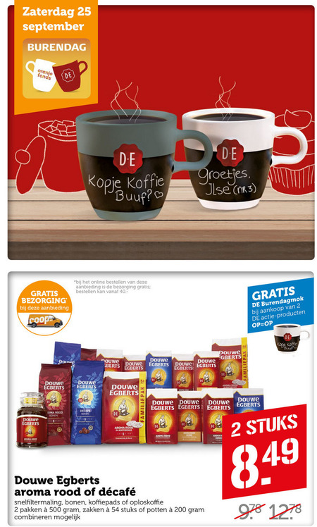 Douwe Egberts   koffie, oploskoffie folder aanbieding bij  Coop - details