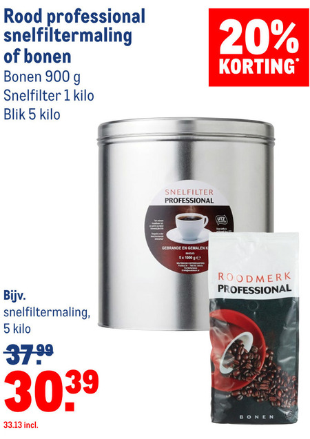 Roodmerk Professional   koffie, koffiebonen folder aanbieding bij  Makro - details