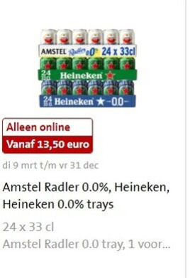 Heineken 0.0   blikje bier, alcoholvrij bier folder aanbieding bij  Jumbo - details