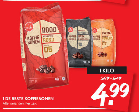 1 De Beste   koffiebonen folder aanbieding bij  Dekamarkt - details