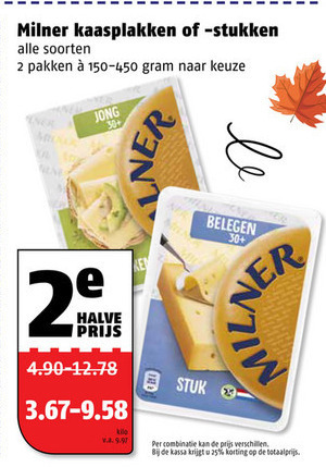 Milner   kaasplakken, kaas folder aanbieding bij  Poiesz - details