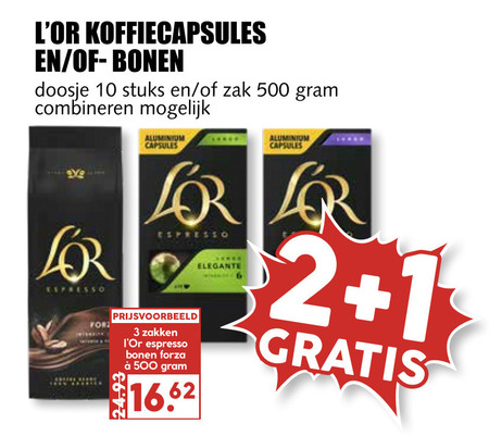 Douwe Egberts L Or   koffiecups, koffiebonen folder aanbieding bij  MCD Supermarkt Basis - details