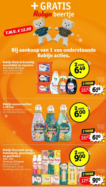 Robijn   wasverzachter, wasmiddel folder aanbieding bij  Kruidvat - details