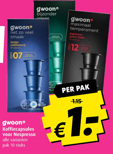 Gwoon   koffiecups folder aanbieding bij  Boni - details