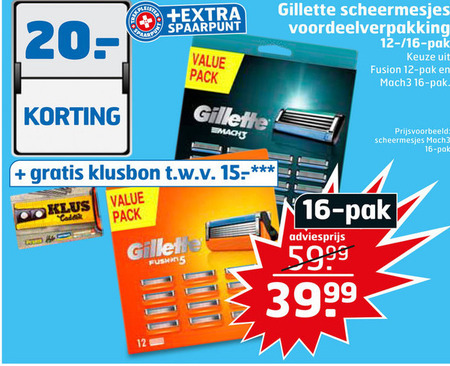 Gillette   scheermesjes folder aanbieding bij  Trekpleister - details