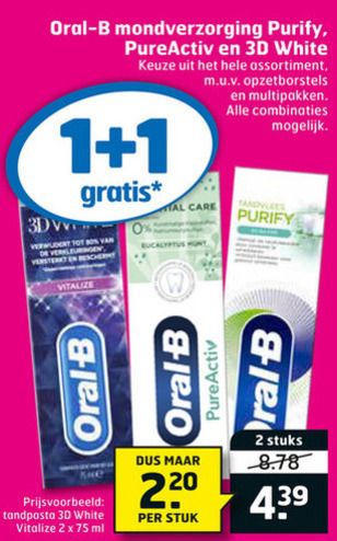 Oral-B   tandpasta folder aanbieding bij  Trekpleister - details