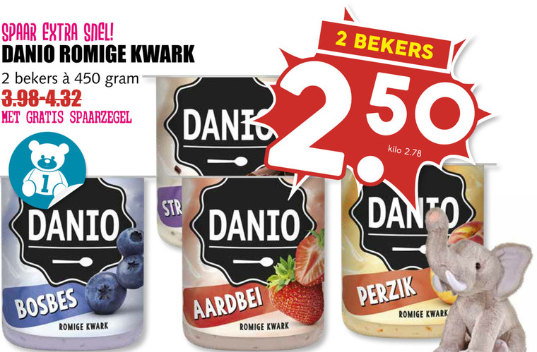 Danone Danio   kwark folder aanbieding bij  MCD Supermarkt Basis - details